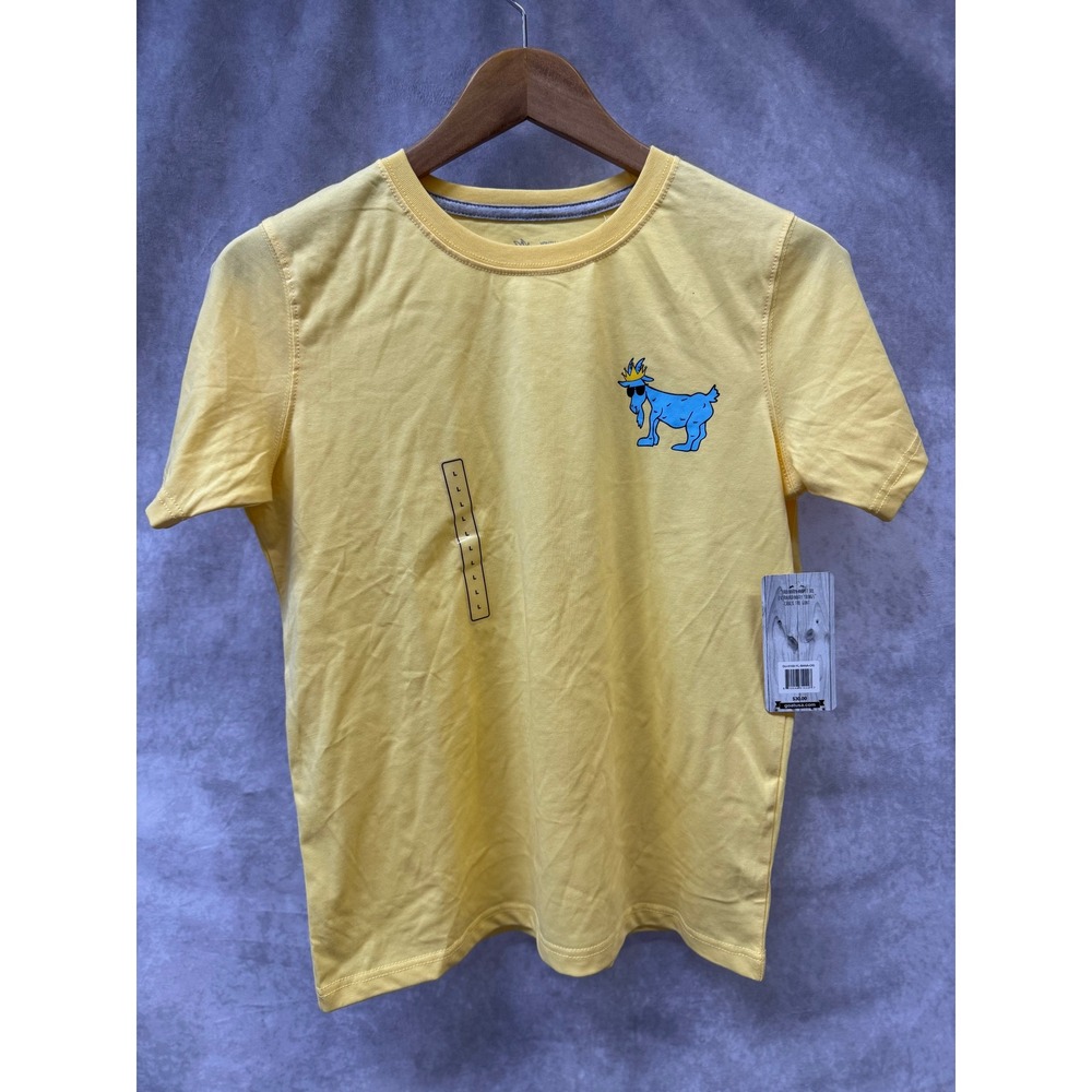 GOAT USA Kids Yellow Short Sleeve Graphic T-Shirt Size Large NWT Chuck the GOAT